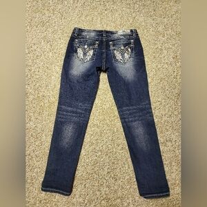 Miss Me Dark Wash Skinny Jeans with Embellished Back Pockets